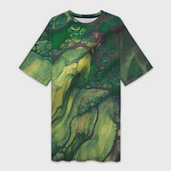 Футболка женская длинная Кислотные корни, цвет: 3D-принт