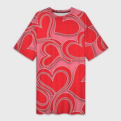 Женская длинная футболка Love hearts