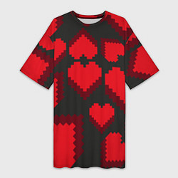 Женская длинная футболка Pixel hearts