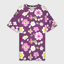 Женская длинная футболка Цветы сакуры