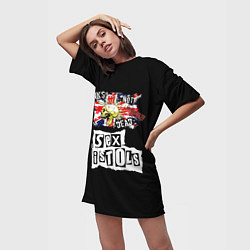 Футболка женская длинная Sex Pistols - punks not dead, цвет: 3D-принт — фото 2