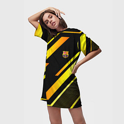 Футболка женская длинная ФК Барселона эмблема, цвет: 3D-принт — фото 2
