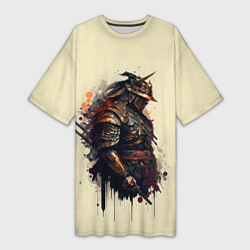 Футболка женская длинная Самурай с двумя мечами - нейросеть, цвет: 3D-принт