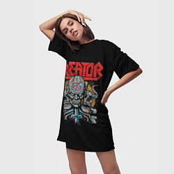 Футболка женская длинная Kreator - трэш-метал, цвет: 3D-принт — фото 2