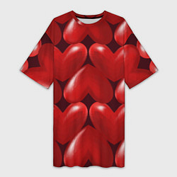 Женская длинная футболка Red hearts