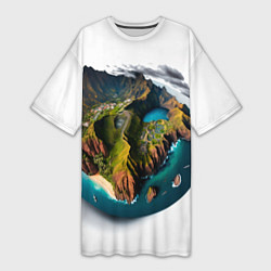 Женская длинная футболка Планета с одним островом