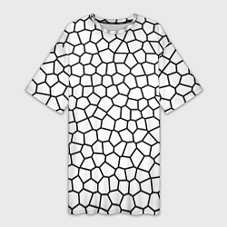Футболка женская длинная Мозаика белый, цвет: 3D-принт