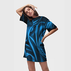 Футболка женская длинная Синий шёлк, цвет: 3D-принт — фото 2