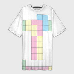 Женская длинная футболка Тетрис буква т падающие блоки