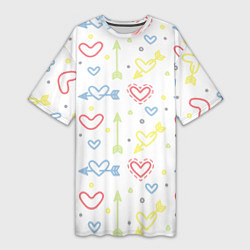 Женская длинная футболка Color hearts