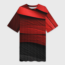 Женская длинная футболка Шероховатая красно-черная текстура