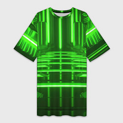 Женская длинная футболка Зеленые световые объекты