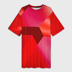 Женская длинная футболка Красная геометрия