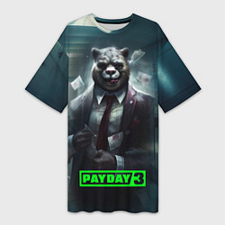 Футболка женская длинная Payday 3 crazy bear, цвет: 3D-принт