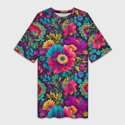 Женская длинная футболка Цветочный микс