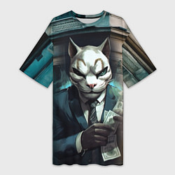 Футболка женская длинная Payday cat, цвет: 3D-принт