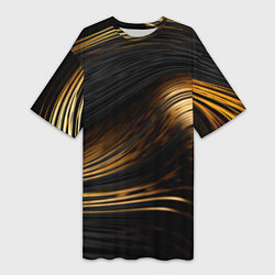 Женская длинная футболка Black gold waves
