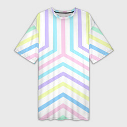 Футболка женская длинная Нежный геометрический узор из полос, цвет: 3D-принт