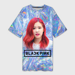 Футболка женская длинная Blackpink Rose, цвет: 3D-принт