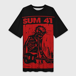 Футболка женская длинная Sum41 - Skeleton, цвет: 3D-принт