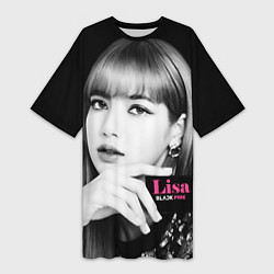 Футболка женская длинная Blackpink Lisa Business card, цвет: 3D-принт