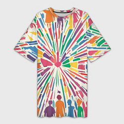 Женская длинная футболка Цветные будни