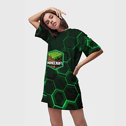 Футболка женская длинная Minecraft Logo Плиты, цвет: 3D-принт — фото 2