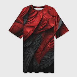 Футболка женская длинная Red black texture, цвет: 3D-принт