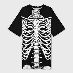 Футболка женская длинная Skeleton ribs, цвет: 3D-принт