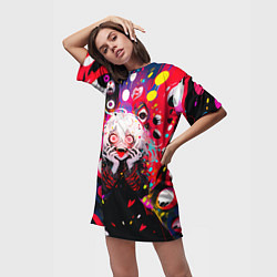 Футболка женская длинная Сумасшедшая аниме девочка от нейросети, цвет: 3D-принт — фото 2