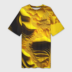 Женская длинная футболка Желтая объемная текстура