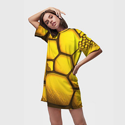 Футболка женская длинная Желтые объемные плиты, цвет: 3D-принт — фото 2