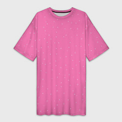 Футболка женская длинная Нежный розовый кружочки, цвет: 3D-принт
