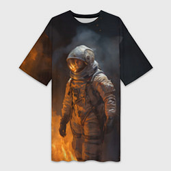 Женская длинная футболка Огонь в космосе