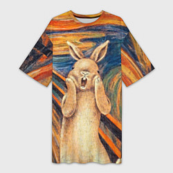 Женская длинная футболка Картина Крик - кролик