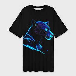 Женская длинная футболка Пантера киберпан
