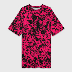 Женская длинная футболка Ярко-розовый пятнистый