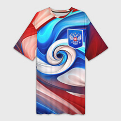 Женская длинная футболка Абстракция герб России