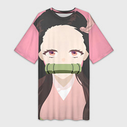 Женская длинная футболка Клинок рассекающий демонов Нэдзуко