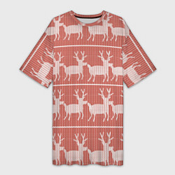 Женская длинная футболка Классический рождественнский принт с оленем