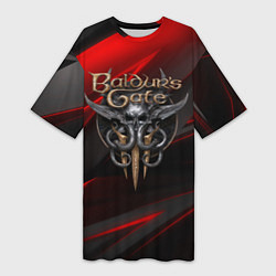 Женская длинная футболка Baldurs Gate 3 logo geometry