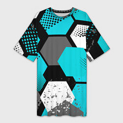 Футболка женская длинная Шестиугольники абстрактный фон, цвет: 3D-принт