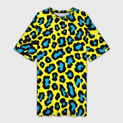 Женская длинная футболка Кислотный леопард паттерн