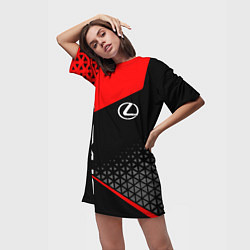Футболка женская длинная Lexus - red sportwear, цвет: 3D-принт — фото 2