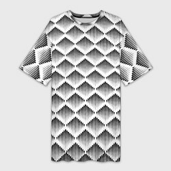 Женская длинная футболка Ромбы из черных треугольников