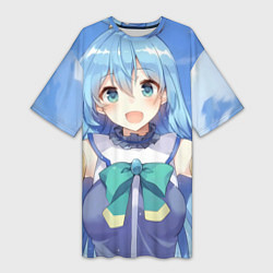 Футболка женская длинная Коносуба Аква, цвет: 3D-принт