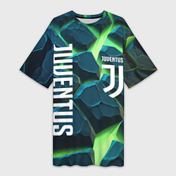 Футболка женская длинная Juventus green neon, цвет: 3D-принт