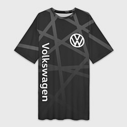 Футболка женская длинная Volkswagen - classic black, цвет: 3D-принт