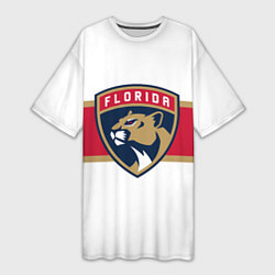 Футболка женская длинная Florida panthers - uniform - hockey, цвет: 3D-принт
