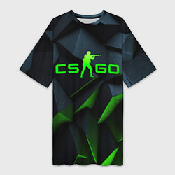 Футболка женская длинная CSGO green texture logo, цвет: 3D-принт